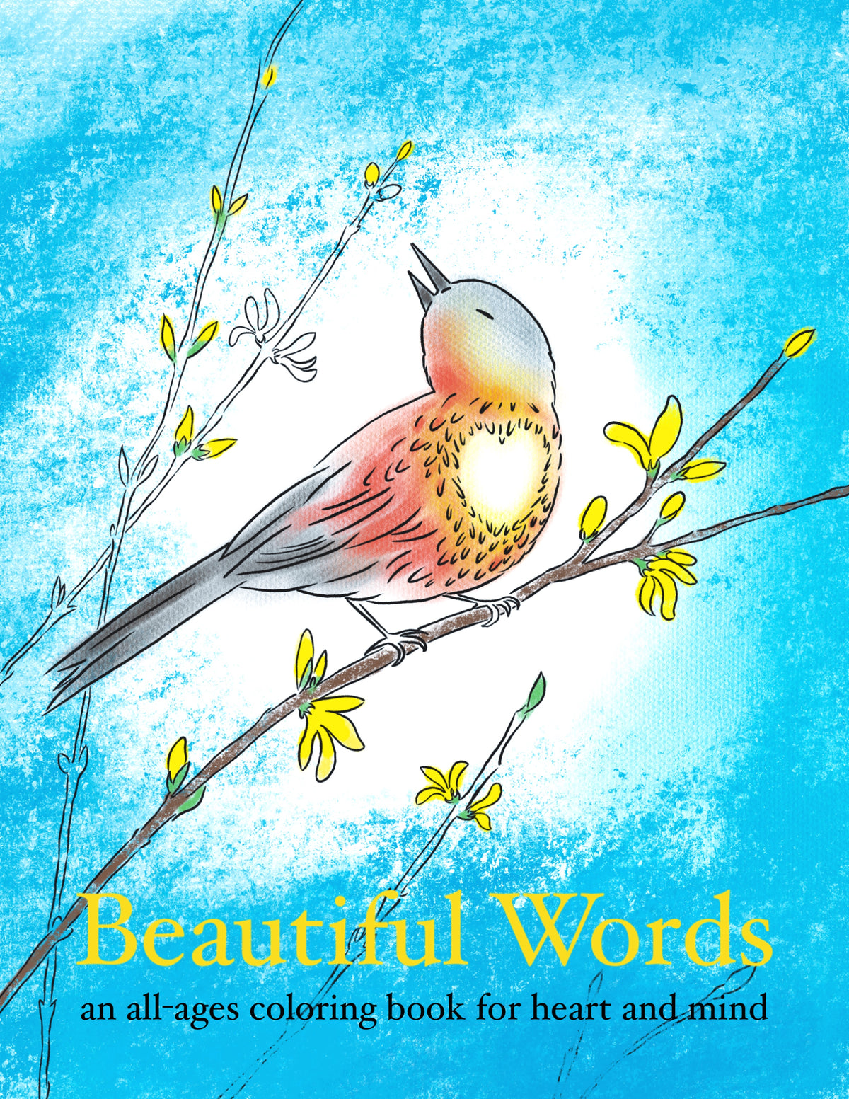 Original watercolor painting of the cover art for the Beautiful Words Coloring Book