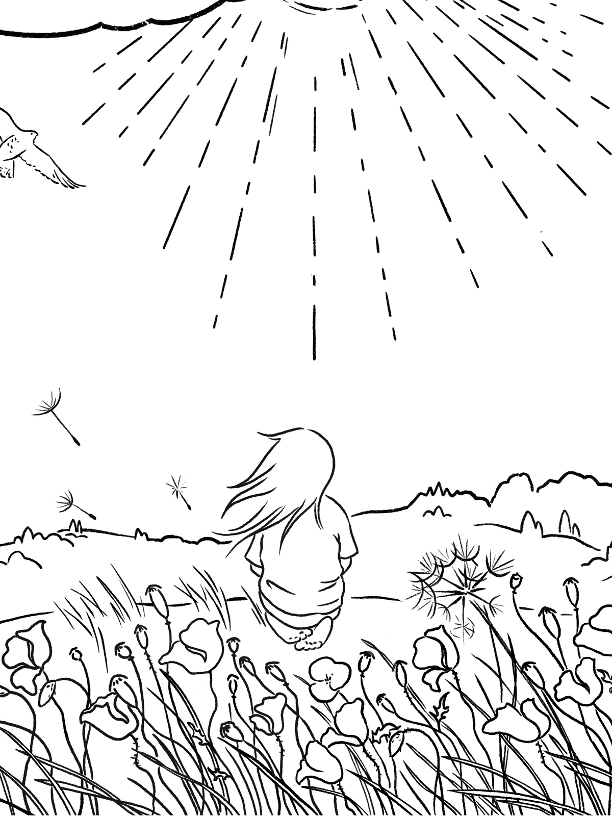 Finished coloring page for "Humble" in the Beautiful Words coloring book
