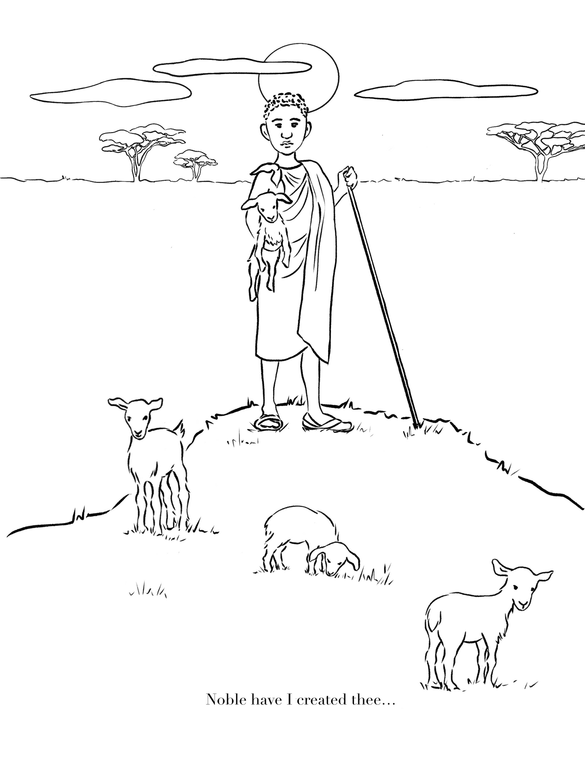 Finished coloring page for "Noble" in the Beautiful Words coloring book. 