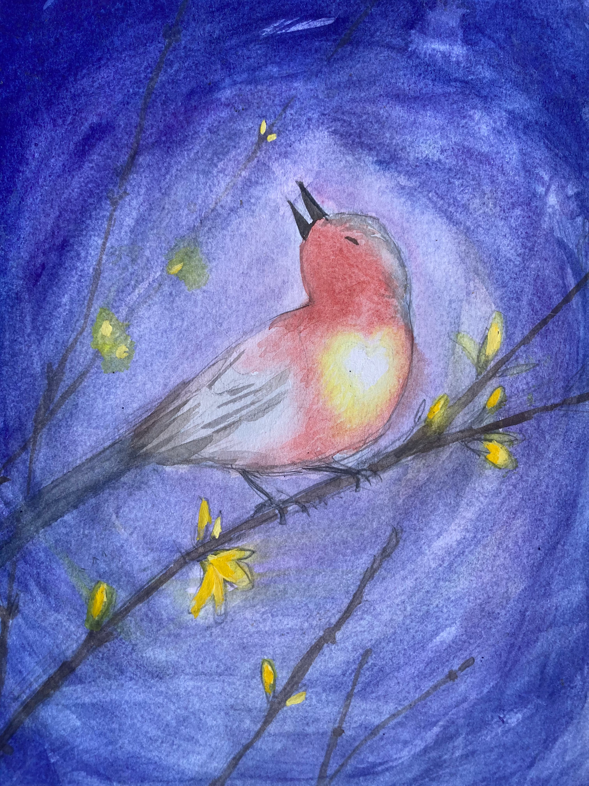 Original watercolor painting of the cover art for the Beautiful Words Coloring Book