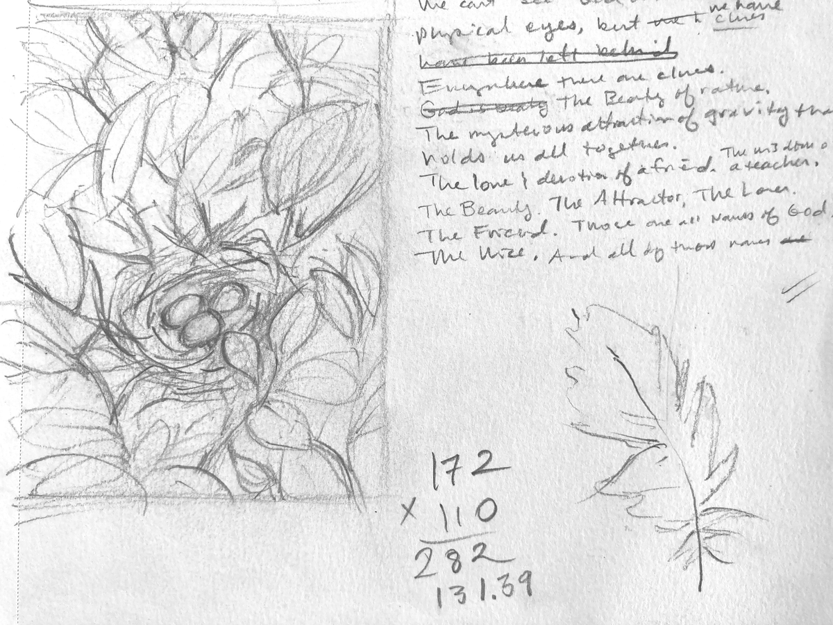 Original sketch concept for the "Love" coloring page in the Beautiful Words coloring book